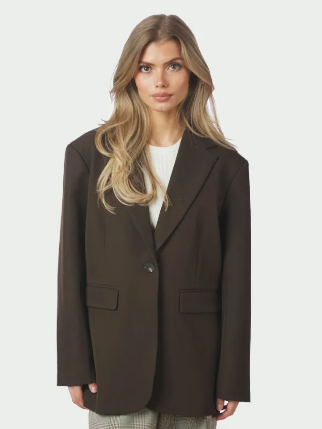 Aarielle Structure Blazer Dark Brown