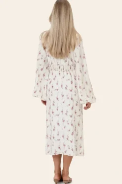 Adaic Long Dress Off White Vintage Rose
