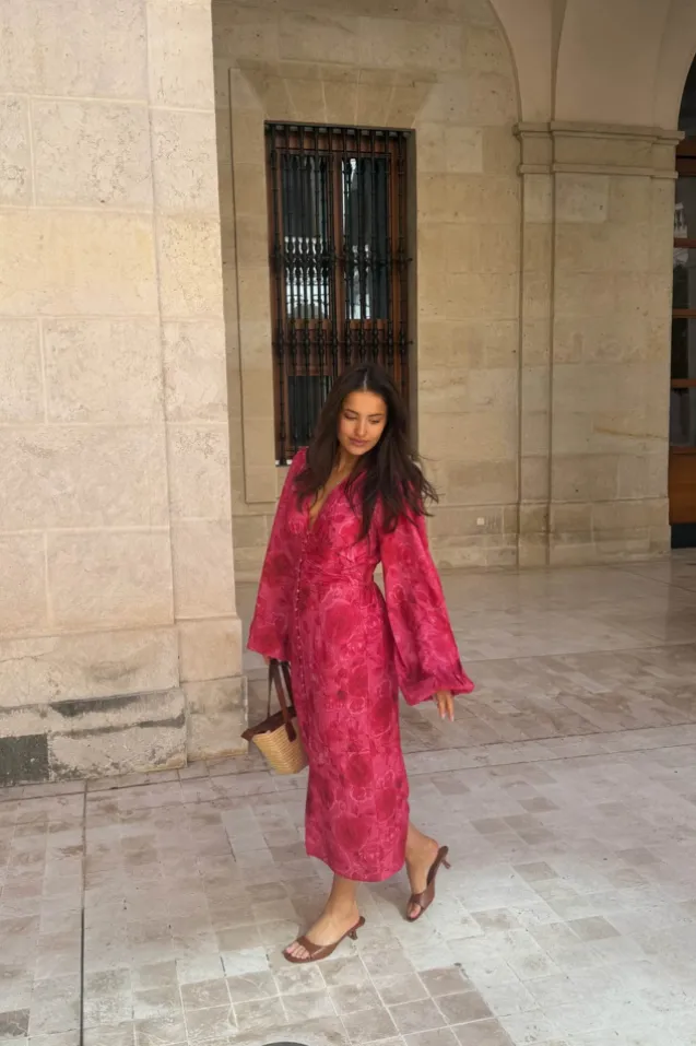 Adaic Long Dress Soft Rose Print