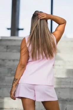 Agana Linen Blend Waistcoat Pink Lady