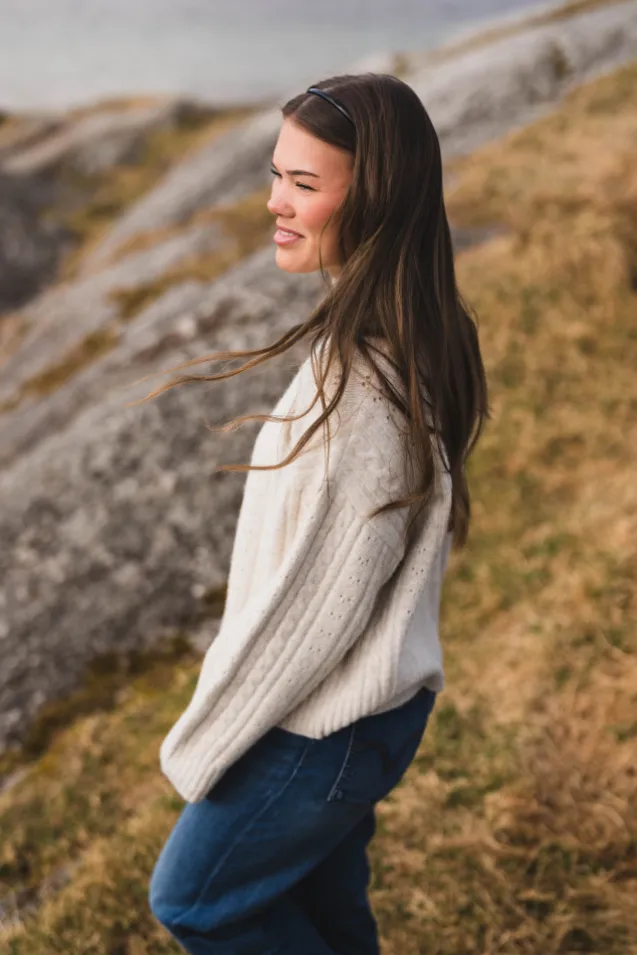 Anda Cable Knit Blouse Ivory