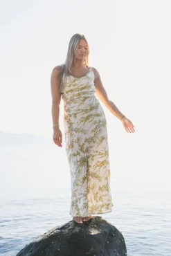 Anna Dress Yellow Mimosa Print
