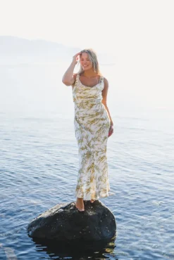 Anna Dress Yellow Mimosa Print