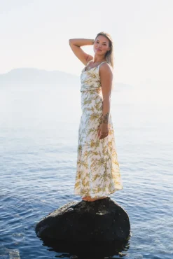 Anna Dress Yellow Mimosa Print