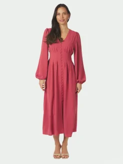 Annelie Solid Crepe Dress Cherry Pink