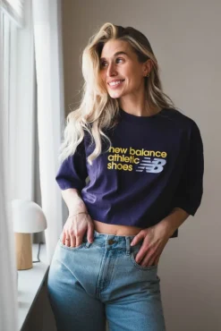 Athletics Premium Chest Logo Cropped T-Shirt Boysenberry
