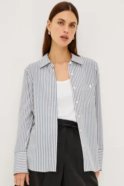 Beck Ivory Steel Blue Stripe
