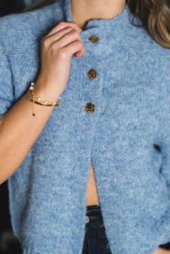 Benuta Fluffy Knit Cardigan Dusty Blue