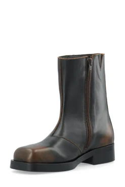 Betty Zip Boot Distressed Leather Brown