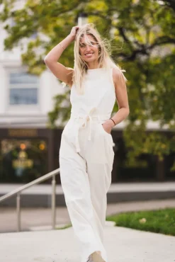 Boatneck Jumpsuit Natural