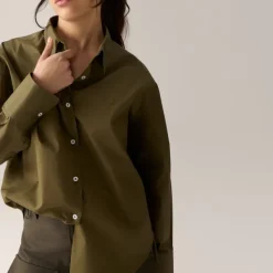 Caryn Poplin Khaki Dark Forest