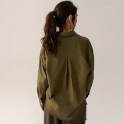 Caryn Poplin Khaki Dark Forest