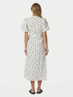 Clarine Linen Dot Dress White