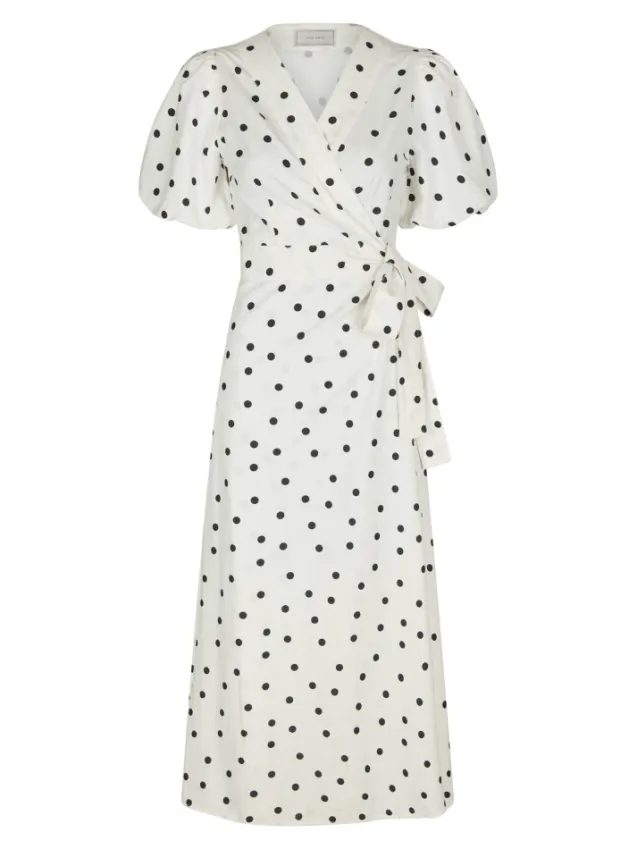 Clarine Linen Dot Dress White