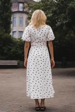 Clarine Linen Dot Dress White