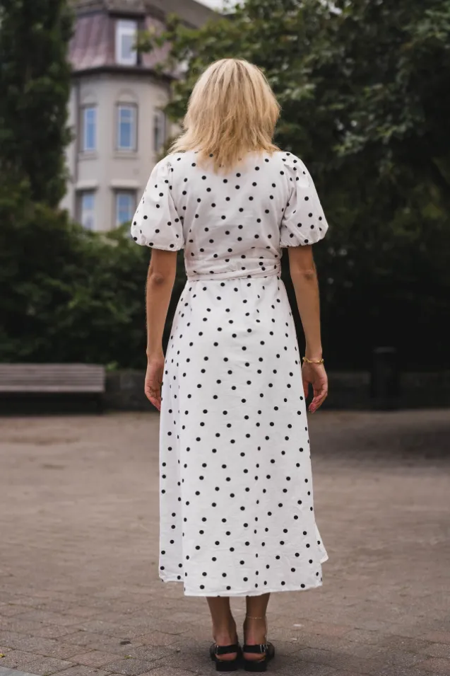 Clarine Linen Dot Dress White