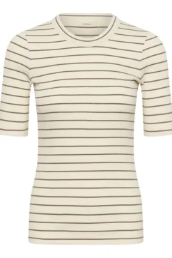 Dagna Striped T-Shirt Vanilla/Coffee Quartz Stripe