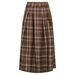 Dagny Anya Check Pleat Skirt Brown