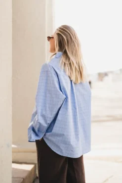 Dalma Triple Check Shirt Light Blue