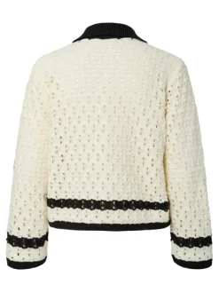 Damu LS Knit Cardigan Pristine W. Black