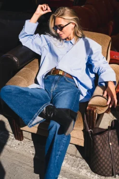 Derris Shirt Blue Iris Stripe Small