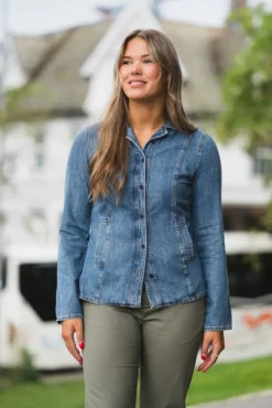 Dophina Fitted Shirt Washed Medium Denim