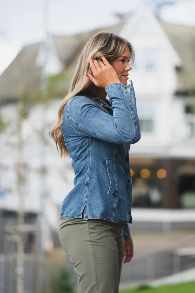Dophina Fitted Shirt Washed Medium Denim
