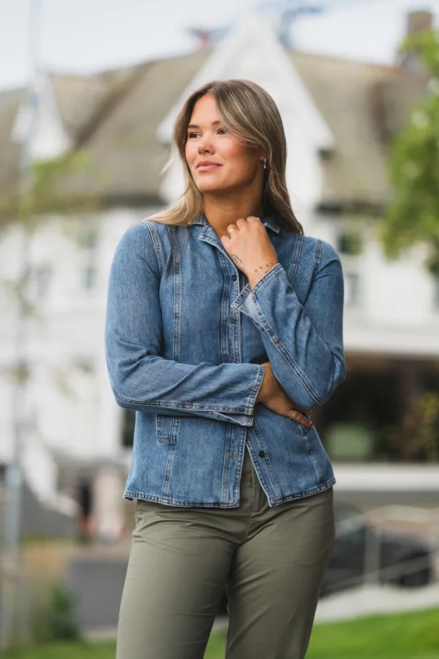Dophina Fitted Shirt Washed Medium Denim