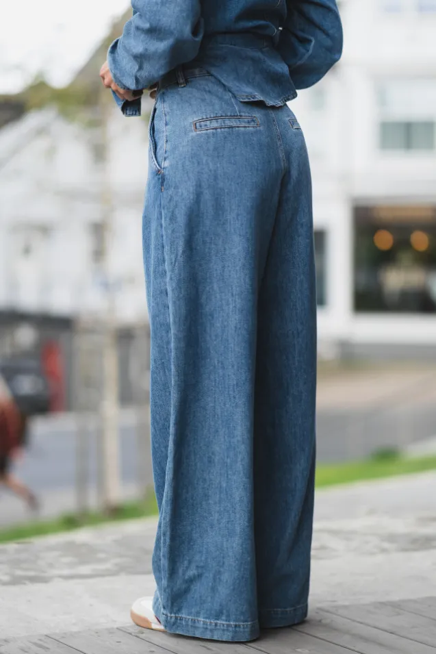Dophina Wide Pants Washed Medium Blue