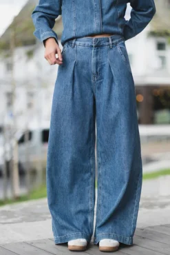 Dophina Wide Pants Washed Medium Blue