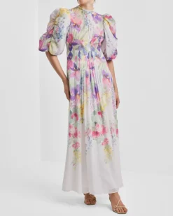 Dotted Georgette Tieback Gown Flower Meadow