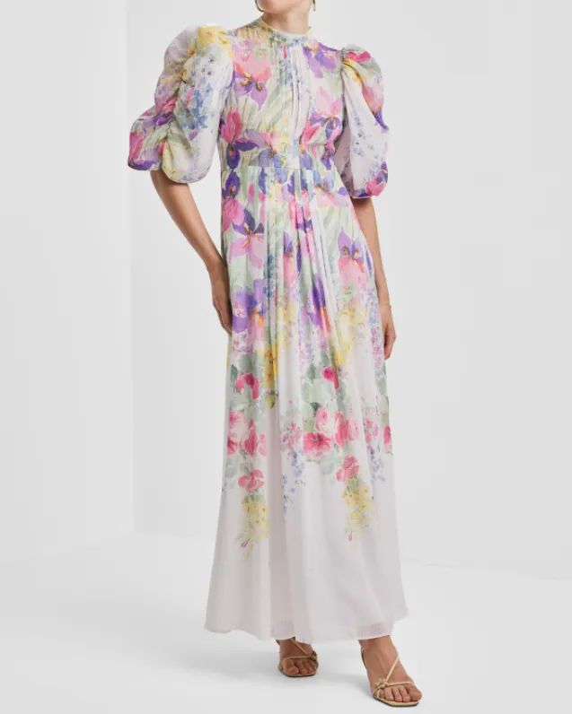 Dotted Georgette Tieback Gown Flower Meadow