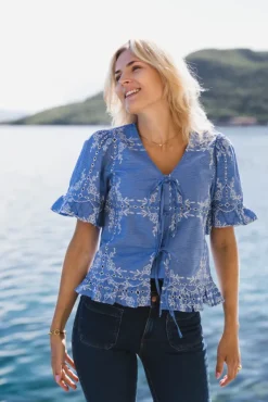 Ellie SS Tie Top Marina W. Star White