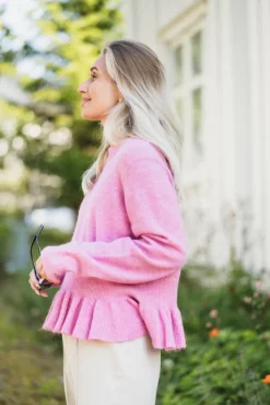 Emily LS Peplum Knit Pullover Moonlite Mauve