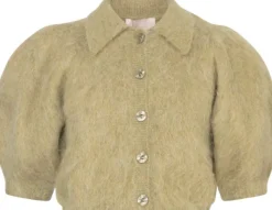 Hairy Knit Puffed Jacket Green