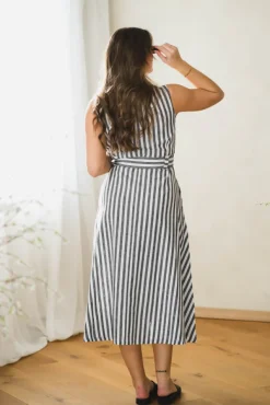 Inez Dress Navy Stripe