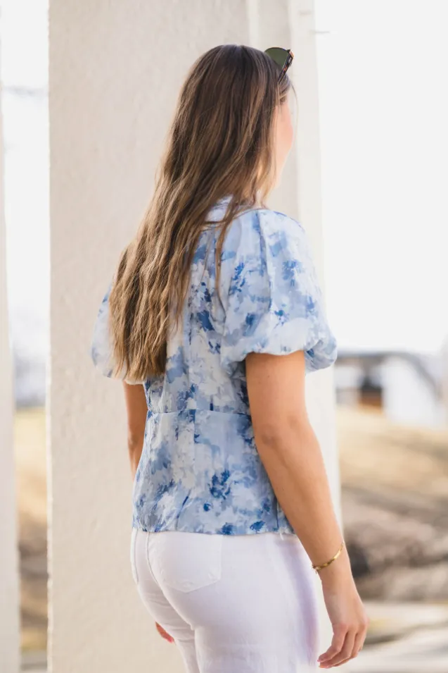 Irina Floral Fusion Blouse Blue