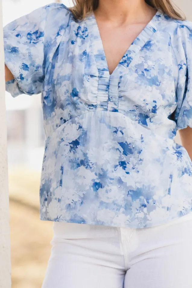 Irina Floral Fusion Blouse Blue