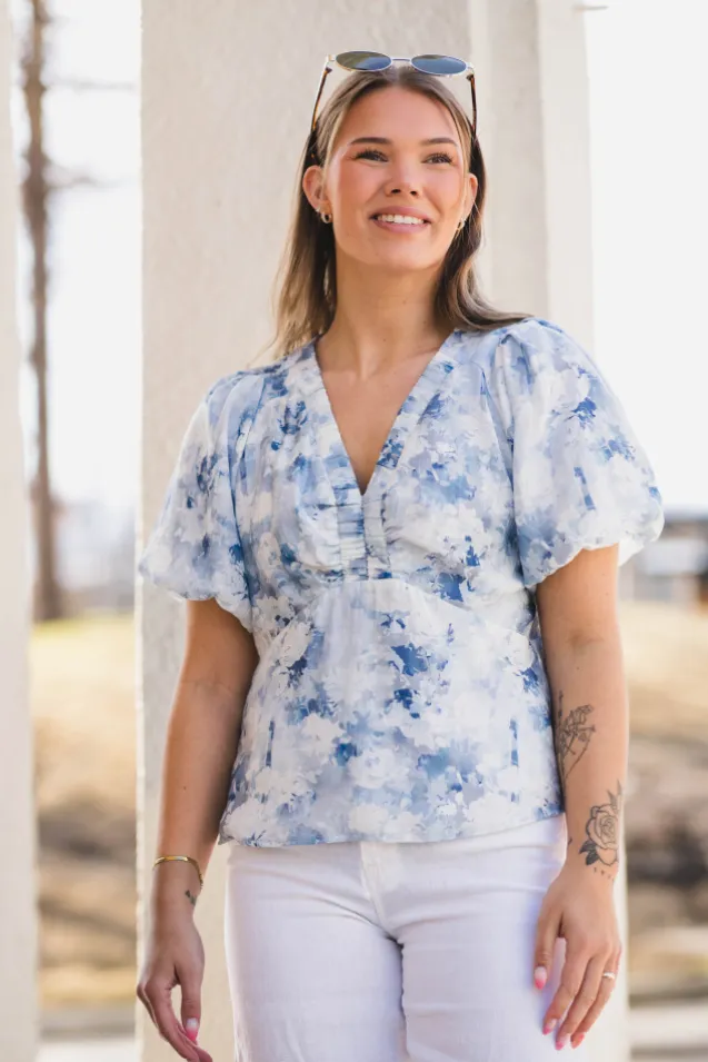 Irina Floral Fusion Blouse Blue