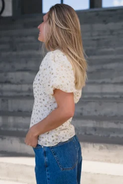 Irina Small Rose Flower Blouse Light Yellow