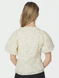 Irina Small Rose Flower Blouse Light Yellow