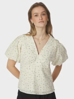 Irina Small Rose Flower Blouse Light Yellow