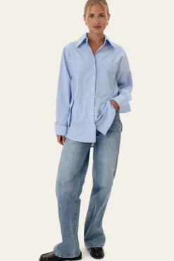 Isabellaic Shirt Blue White Stripes