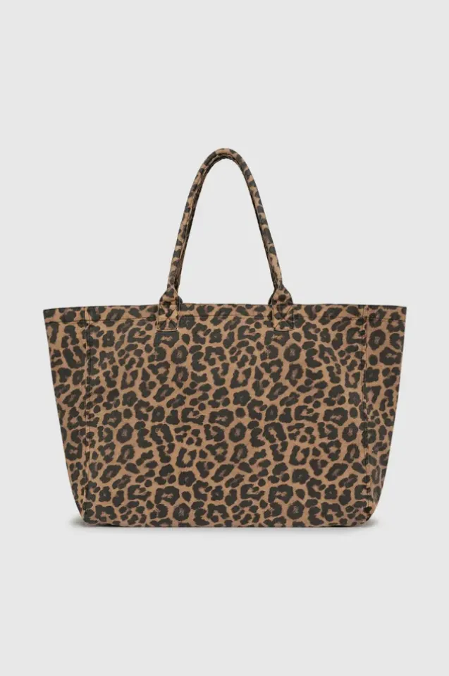 Leo Canvas Tote Black And Brown Leopard