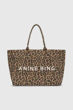 Leo Canvas Tote Black And Brown Leopard