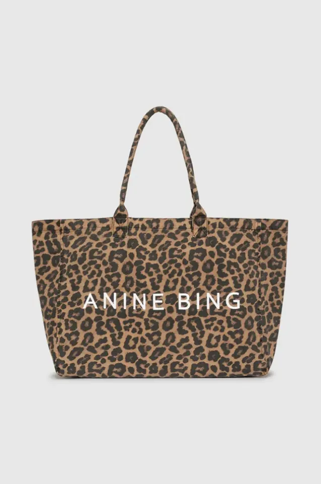 Leo Canvas Tote Black And Brown Leopard