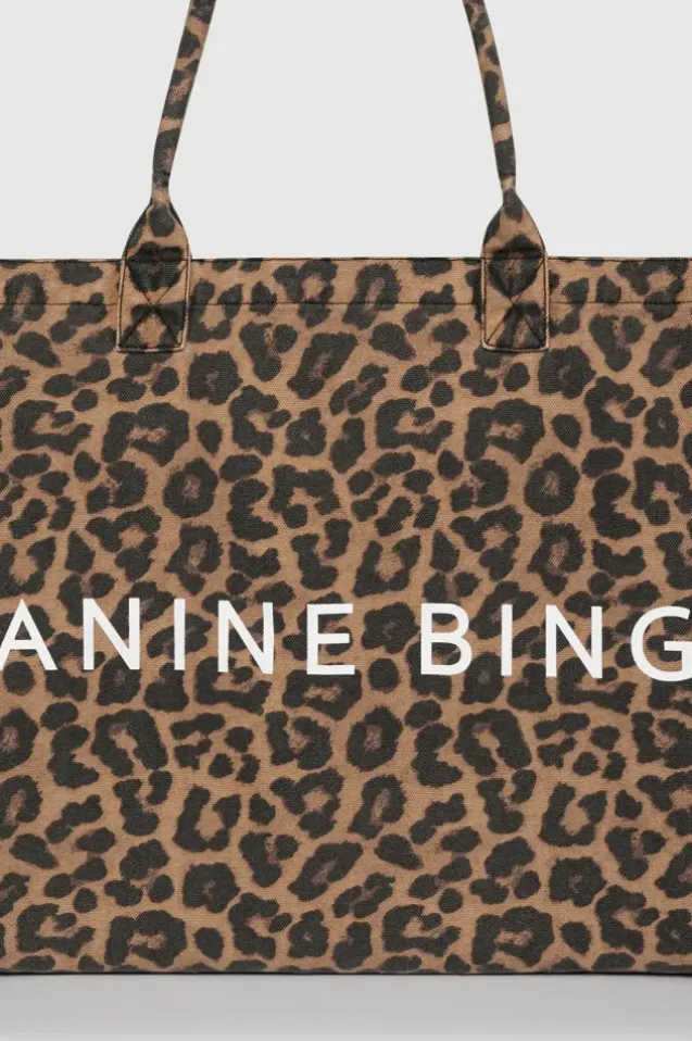 Leo Canvas Tote Black And Brown Leopard