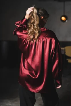 Leonora Satin Blouse Cabernet