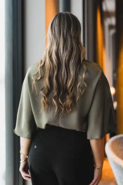 Liora Heavy Sateen Blouse Cold Army