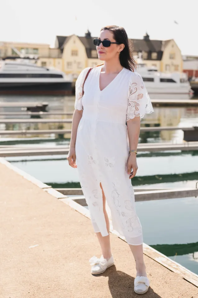 Lunette Emb Dress White